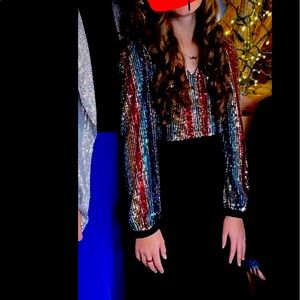 Kids Youth Size 12 Sequin Jumpsuit Romper Top & Bottoms